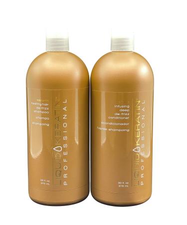 Liquid Keratin De Frizz Shampoo & De Frizz Conditioner Set 33 OZ Each
