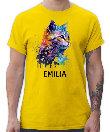 Gift with name personalized by Shirtracer - T-Shirt Men - Cat Cat Citten Cats Cat Lover 08 Yellow M