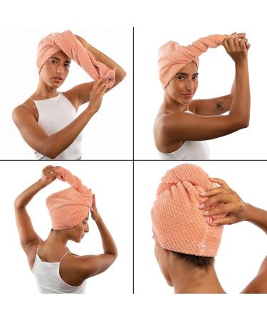 Luxurious Pink Microfiber Hair Turban | Ultra Absorbent & Fast Drying Headscarf for All Hair Types - Perfect for Curly Wet Long & Thick Hair - Buy Online on GoSupps.com