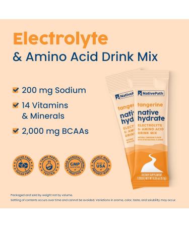 NativePath Native Hydrate Stick Packs Sugar Free Electrolytes Powder with BCAAs Tangerine Hydration Keto & Paleo Friendly 30 Servings - Buy Online on GoSupps.com