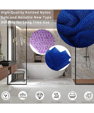 African Exfoliating Net Sponge Set - 4PCS Bath & Body Scrubber for Daily Exfoliation - Long Nylon Shower Sponge in Blue, Black, Yellow & Purple - Buy Online on GoSupps.com