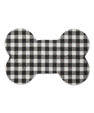 DII Braided Pet Mat Collection 100% Cotton, Heart Shape, Navy Purrfect Black/White Buffalo Check Bone Shape