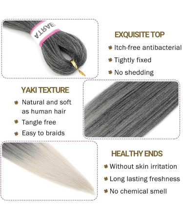 Si Fi 26 Inch 8 PacksPre-stretched Braiding Hair Professional Synthetic Braid Hair Itch Free Hot Water Setting Yaki Texture Hair Extensions (1B/Silver) - Buy Online on GoSupps.com