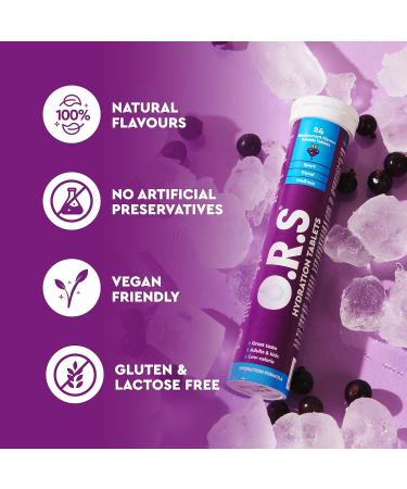 O.R.S Hydration Tablets with Electrolytes - Vegan & Gluten Free Sports Hydration - Blackcurrant Flavour - 12 Tablets (Pack of 1) - Buy Online on GoSupps.com