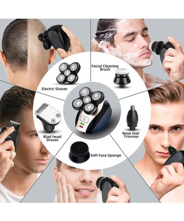 Bald Head Shaver Kit for Men - 5 in 1 USB Rechargeable Electric Razor with Rotary Blades, Clippers, Nose Trimmer - Wet/Dry 5D Head Shaver - Buy Online on GoSupps.com