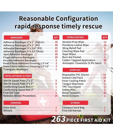 263pcs Waterproof Home Car First Aid Kit - Essential for Camping, Travel, Office, Boat, Sports, Businesses, Hiking - Emergency Survival (PUMIER) - Buy Online on GoSupps.com