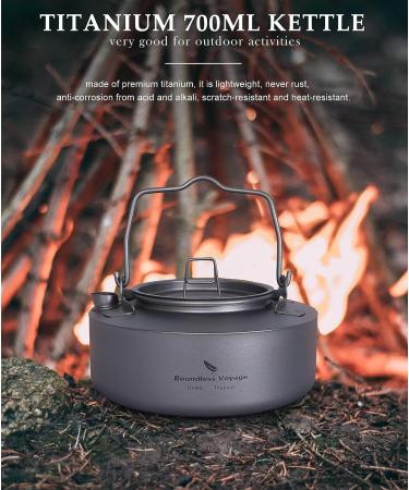 Boundless Voyage 700ml Titanium Kettle - Ultralight Portable Teapot for Outdoor Camping - Grey-Ti3100D - Buy Online on GoSupps.com