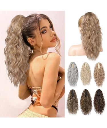 Brikabia blonde ponytail extension ponytail extension hair part with clip long wavy curly ponytail hair part clip in hair extension for women 40cm dark blonde