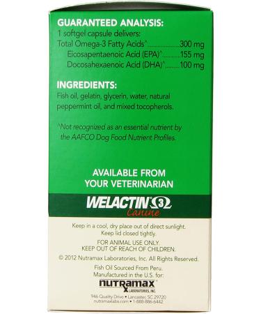 Nutramax Welactin Omega-3 Fish Oil Skin & Coat Supplement for Dogs - 120 Softgels - Buy Online on GoSupps.com