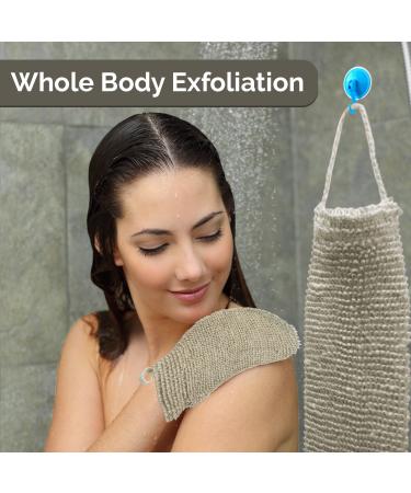 Back & Body Scrubber Set with FREE Exfoliating Glove - Durable Natural Fiber - Machine Washable - Exfoliate Head to Toe in Shower or Bath - Buy Online on GoSupps.com