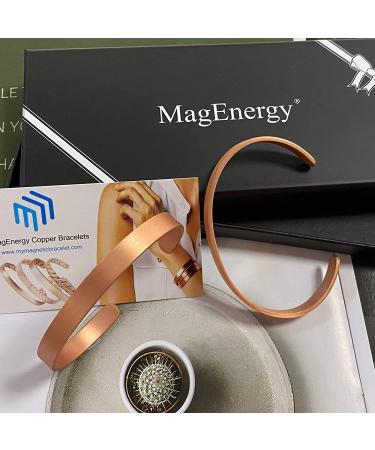 Pure Copper Bracelet for Arthritis Relief - Adjustable Bangle with Magnets for Joint Pain - Men and Women - 6.8 - Plain Design - Buy Online on GoSupps.com