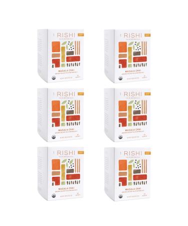 Rishi Tea Masala Chai Herbal Tea | Immune Support, Organic, Highly Caffeinated, Naturally Spiced, Black Tea Blend | 15 Sachet Bags, 1.85 oz (Pack of 6)