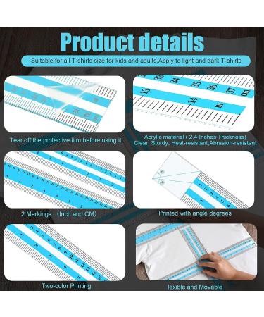 Acrylic T-Shirt Alignment Ruler Set - 3 Pcs Shirt Placement Guide Tool for Vinyl & Sewing - Transparent T Ruler for Crafting - Centering Tool for Adult & Kids Tee - Heat Press & Clothing Measurement - Buy Online on GoSupps.com