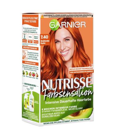 Garnier Nutrisse Nursing intensive tinting with nourishing fruit caves coloring with 8 weeks hold color sensation hair color 7.40 radiant copper 7.40 radiant copper (red) 1 piece (1 Pack) - Buy Online on GoSupps.com