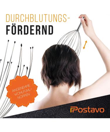Postavo Head Massage Spider - 20-Finger Relaxation Device for Improved Blood Circulation - Ergonomic Stainless Steel Scalp Massage Brush - Buy Online on GoSupps.com