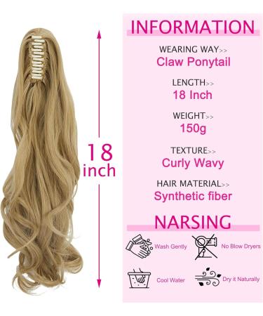 Claw Jaw Ponytail Extension 18 Curly Light Ash Blonde & Bleach Blonde - Clip-in Hair Piece - Buy Online on GoSupps.com