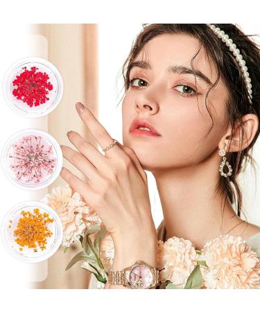 Nail Art Flowers Set Decoration - Geln gel Zubeh r 3 Farben(orange blassrosa Rose) Nail Art Aufkleber trockene Blumen Kit getrocknete Blumen Zubeh r Set DIY Nageldekoration - Buy Online on GoSupps.com