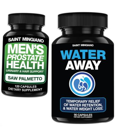 Saint Mingiano Water Away 90 Caps Diuretic Water Pills - with - Men's Prostate Health Supplement - 120 Capsules