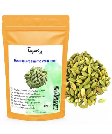 250g Cardamom Whole Pods - Green Cardamom Seeds - Intense Aroma & Taste - 100% Natural Pure and No Additives - TazarinLtd