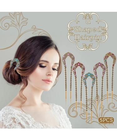 10 Pcs Vintage Rhinestone Hair Sticks French Hair Pins - Stylish Double Prong Hair Accessories for Women and Girls - Buy Online on GoSupps.com