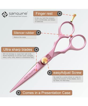 Sanguine Pink Hair Scissors Hairdressing Scissors for All Types of Hair - Presentation Case - Suitable for Professional and Personal use - Buy Online on GoSupps.com
