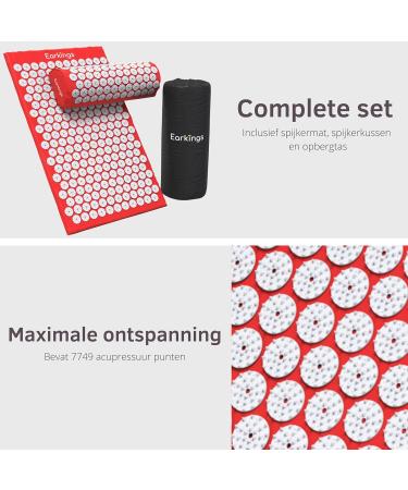 Buy Shakti Mat Red - Acupressure Earrings Spijkermat with Massage Cushion 68x42x2 cm | International Shipping Available - Buy Online on GoSupps.com