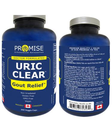 Promise Uric Clear- Uric Acid Cleanse & Gout Reducer - Joint Support Supplement with Dandelion Root Celery to Relieve Sore Stiff Joints- 300 Capsules UricCleanse300Caps
