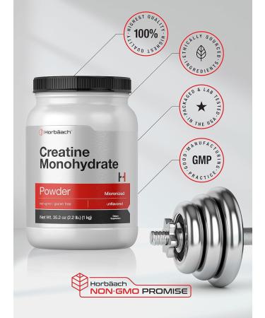 Horb ach Creatine Monohydrate Powder - 2.2lbs | HPLC Purity Tested Vegetarian Non-GMO Gluten Free Supplement | Global Shipping - Buy Online on GoSupps.com