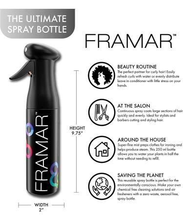 Framar Premium Hair Spray Bottle - Fine Mist Mister for Hair & Plants | Continuous Water Spray Bottle in Black - Buy Online on GoSupps.com