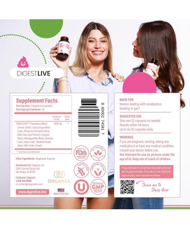 DigestLive Herbal Laxatives for Women - Natural Constipation Relief and Daily Digestive Supplement - Colon Cleanse and Detox - Vegan, Gluten and GMO Free - 100 Capsules - Buy Online on GoSupps.com