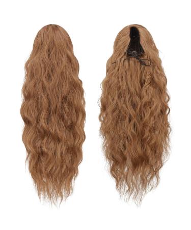 Feshfen Ponytail Hair Part with Cord Strain - 45cm Gold Brown Synthetic Wavy Clip-In Hair Extensions for Women - Buy Online on GoSupps.com