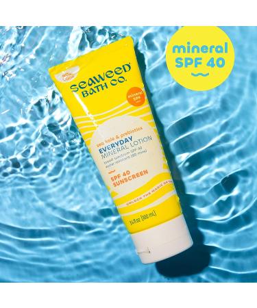 Seaweed Bath Co. Mineral SPF 40 Sunscreen Lotion - 3.4 oz | Broad Spectrum, Vegan, Paraben-Free - Buy Online on GoSupps.com