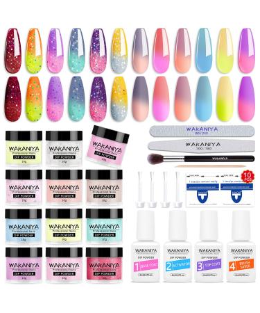 Dip Powder Nail Kit 12 Colors Nude Pink Glitter Dipping powder Sun Color Changing Nail Dip Powder Starter Kit with Base Top Coat Activator and Nail Remover Pads for Beginner Professional Nail Manicure Home Salon DIY 12 col - Buy Online on GoSupps.com