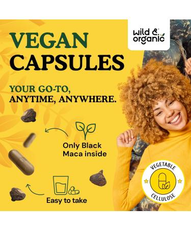 Wild & Organic Black Maca Root Capsules for Women & Men 500 mg - Maca Root Extract for Overall Support - 60 Vegan Capsules - Men & Women Supplement - 60 Days Supply - Non-GMO No Fillers Gluten-Free 60 Count (Pack of 1) - Buy Online on GoSupps.com