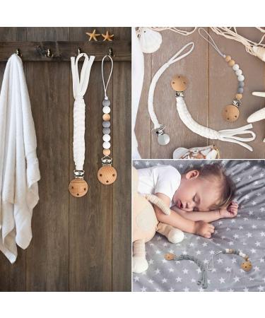 CJiangpo 5Pcs Babies Pacifier Clips - Metal Teething Toy & Cotton Rope Clip for Baby Shower Gift - White - Buy Online on GoSupps.com