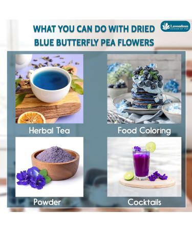 Lavendium CA Premium 220g (7.76oz) Blue Butterfly Pea Flowers 100% Natural & Pure from Blue Butterfly Pea Flowers Dried Wildcrafted Blue Pea Flowers Tea Butterfly Pea Flowers Loose Leaf Herbal Tea No Gluten Vegan - Buy Online on GoSupps.com