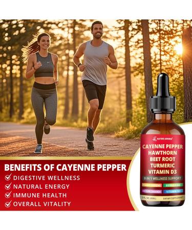 9 in1 Cayenne Pepper Liquid Drops - Cayenne Pepper Extract Drops Supplement Liquid + Hawthorn Berry Beetroot Turmeric Vitamin K2 & D3 - Digestion Immune and Circulation Support - 2 Fl Oz 2.0 oz (Pack of 1) - Buy Online on GoSupps.com