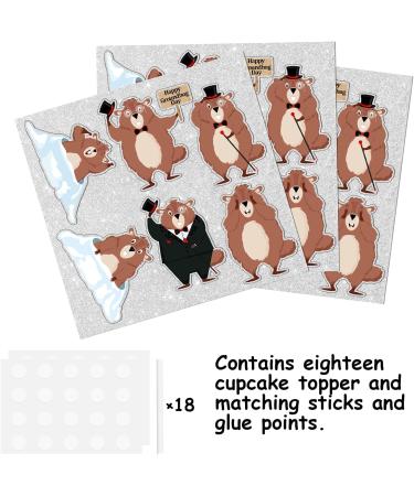 Brown Glitter Animal Groundhog Dessert Cupcake Topper Happy Groundhog Day Theme Decorations Baby Shower Boys Girls Happy Birthday Party Decor Supplies set 18pcs - Buy Online on GoSupps.com