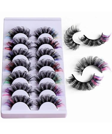 VNIHTT Colored Eyelashes - 5D Reusable Faux Mink Strip Lashes, 7 Pairs in 7 Vibrant Colors - D Curl False Lashes for Colored Lash Extensions Look - Buy Online on GoSupps.com