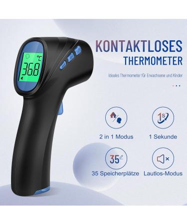 Buy Contactless Infrared Thermometer for Babies Children & Adults - Fever Alarm LCD Display Instant Accurate Readings - Black - Buy Online on GoSupps.com