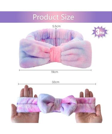 spa headband three-piece headband for washing face face wash headband makeup headband skincare headband face wash bow headband (Gradient Purple Pink and White) - Buy Online on GoSupps.com