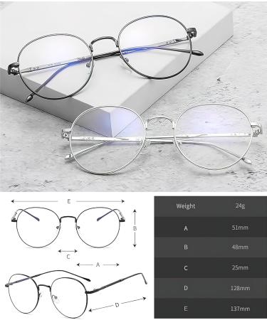 Buy Classic Round Metal Frame Retro Glasses - Flat Mirror Decorative Glasses with Clear Lenses - International Shipping - Buy Online on GoSupps.com