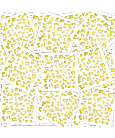 144 Sheet Cheetah Temporary Tattoo Gold Leopard Print Temporary Tattoos Gold Removable Markers Skin Safe Face Cheetah Stickers Leopard Accessories for Halloween Party Decoration (Gold)