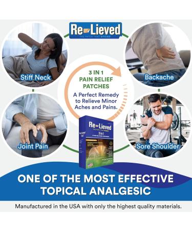 Re-lieved 3-in-1 Pain Relief Patches - Organic Natural Ingredients - 60 Count - Buy Online on GoSupps.com