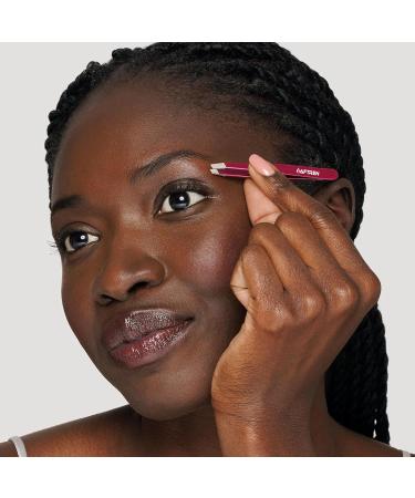 Wide Grip Slant Tweezers - German Stainless Steel - Hand-Filed Slanted Tips for Ultra-Precision - Tweezers for Eyebrows and Nose/Ear/Facial Hair - Professional Grade (Mehroon) - Buy Online on GoSupps.com