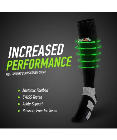Buy CFA V1 Quality Compression Socks for Men & Women | Ideal for Running Gym Cycling | Sustainable Danish Design - Black/Gray - Buy Online on GoSupps.com