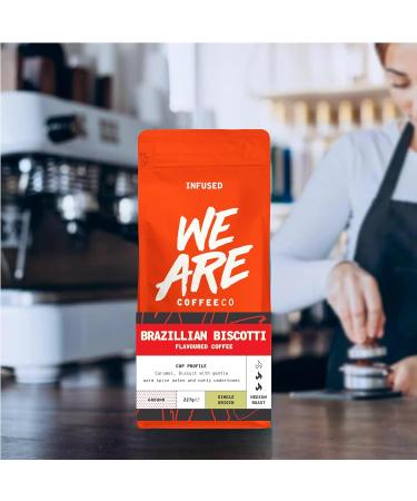 1kg Brazilian Biscotti Flavoured Ground Coffee - Caramel Nuts & Spice Notes - Arabica Medium Roast - Single Origin Omni Grind - Buy Online on GoSupps.com
