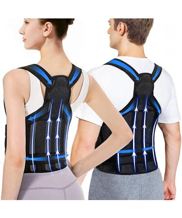 Back straight posture correction back women and men adjustable back trainers back support belts for relief back pain breathable baking baking corrector m (waist 38 -43 )