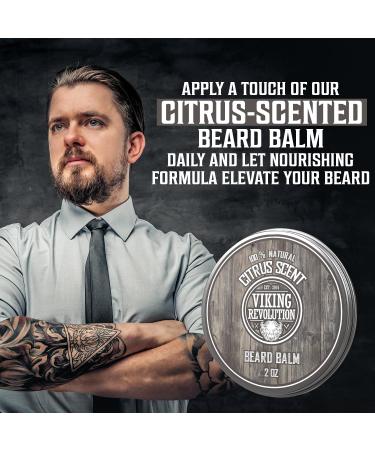 Viking Revolution Beard Balm - Natural Argan & Jojoba Oil for Men - Softens Styles & Strengthens Beards - Perfect Dad Gifts - Citrus Scent - 57g - Buy Online on GoSupps.com