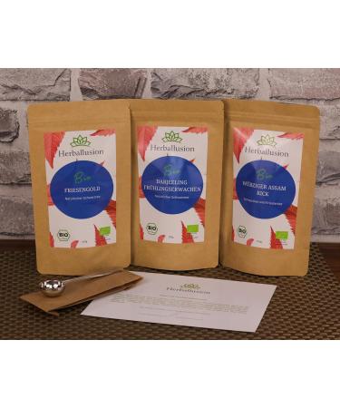  Herballusion Moments Black Tea - Premium Organic Tea Gift Set - 3 x 100g Organic Loose Tea with Measuring Spoon - Buy Online on GoSupps.com